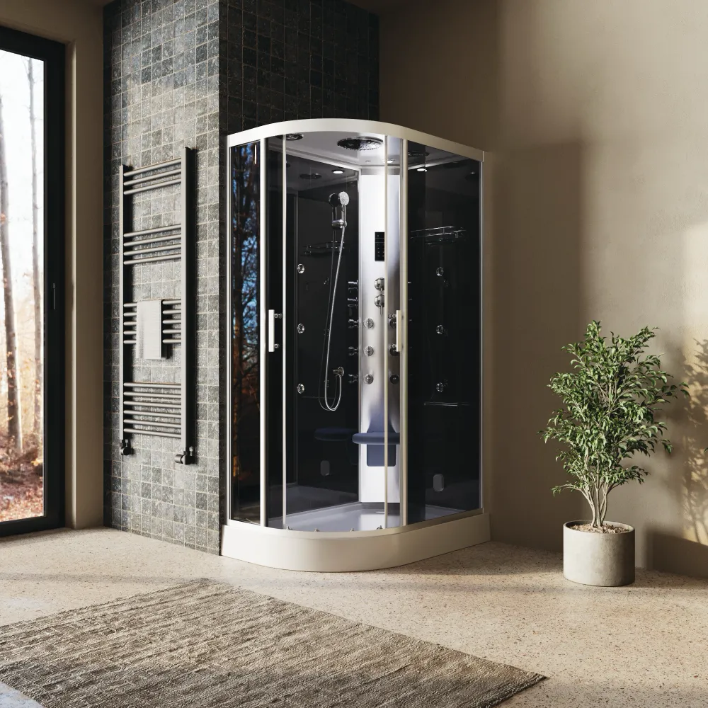 Cabina doccia idromassaggio 80x120 cm lato destro h215cm con bagno turco | Amorgos