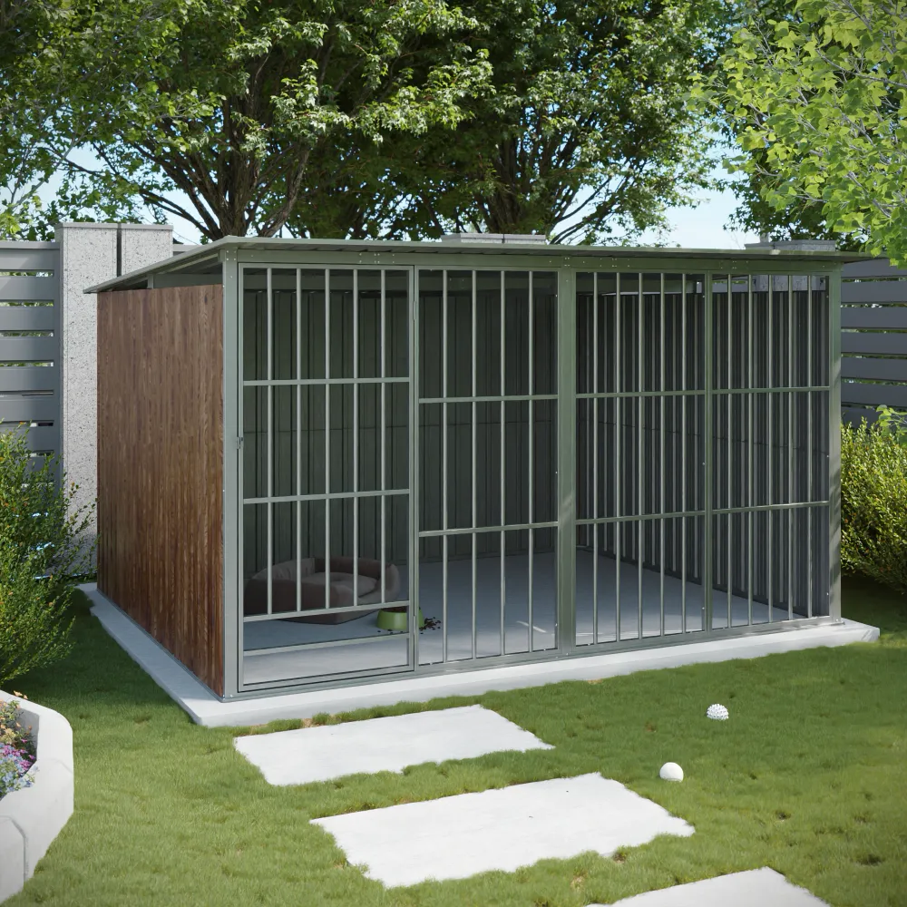 Box per cani in acciaio zincato 277x323x180cm effetto legno Box per cani in acciaio zincato 277x323x180cm effetto legno