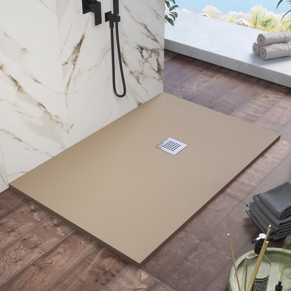 Piatto doccia 80x100cm in marmoresina marrone effetto pietra | Kos Piatto doccia 80x100cm in marmoresina marrone effetto pietra | Kos