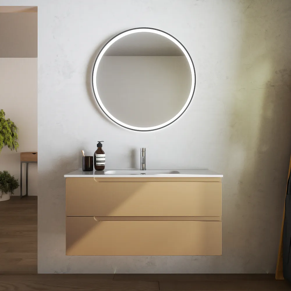 Mobile bagno sospeso 70 cm due cassetti sabbia opaco con lavabo | Ardenne Mobile bagno sospeso 70 cm due cassetti sabbia opaco con lavabo | Ardenne