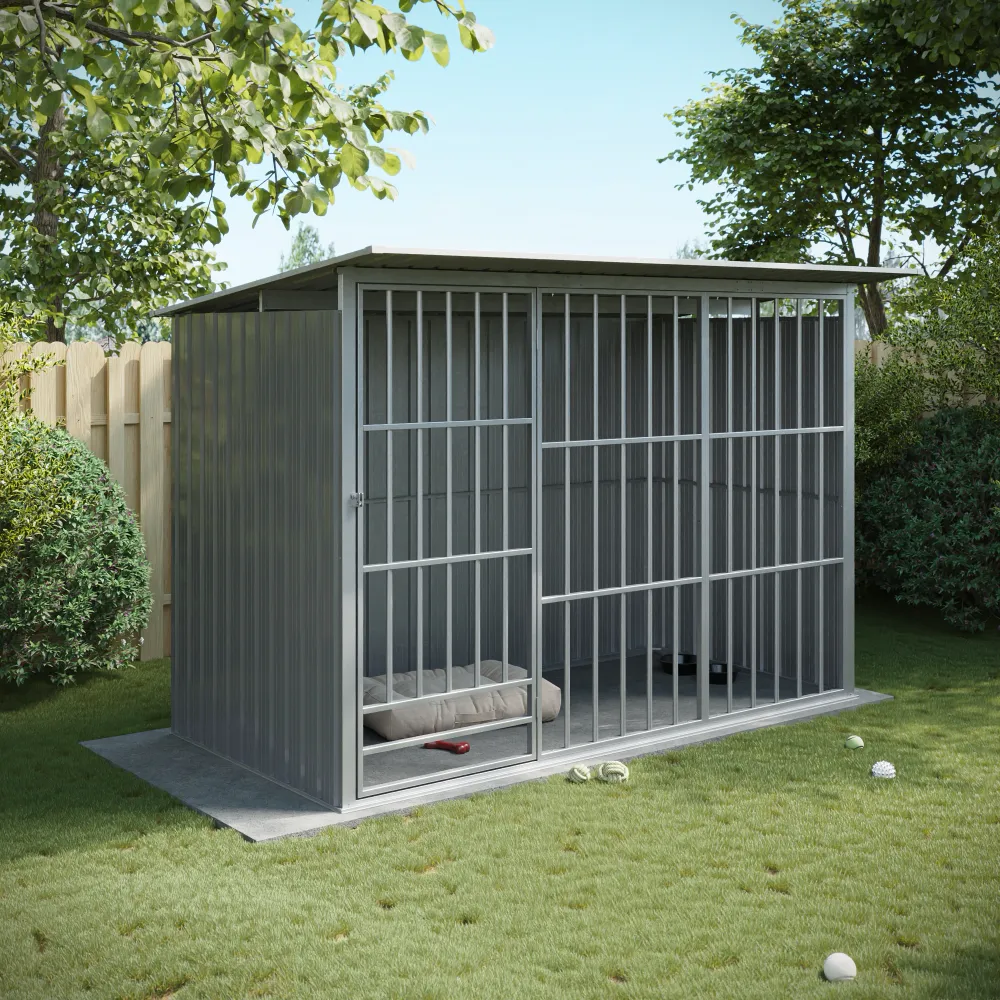 Box per cani in acciaio zincato 270x161x182cm colore grigio Box per cani in acciaio zincato 270x161x182cm colore grigio