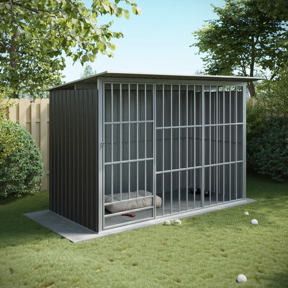 Box per cani in acciaio zincato 270x161x182cm colore nero