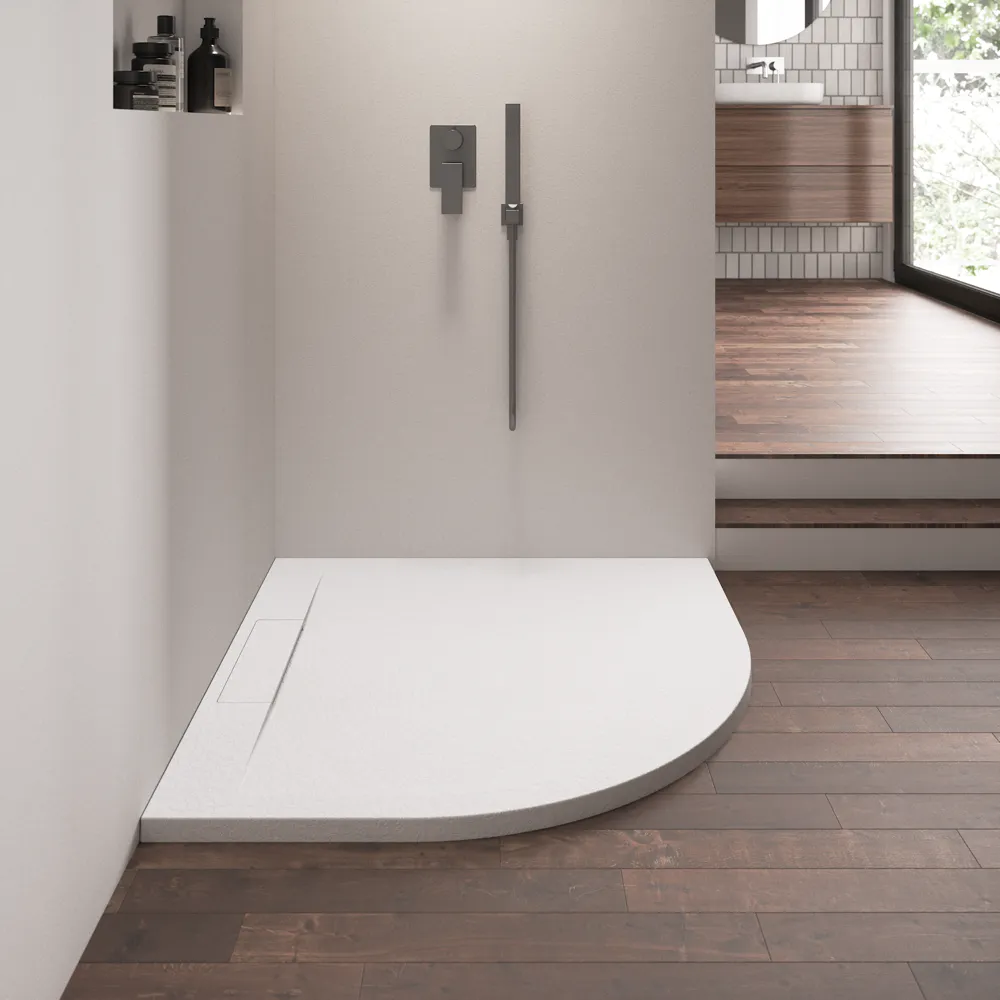 Piatto doccia semicircolare 90x90 cm in marmoresina bianco h3 cm | Delos Piatto doccia semicircolare 90x90 cm in marmoresina bianco h3 cm | Delos