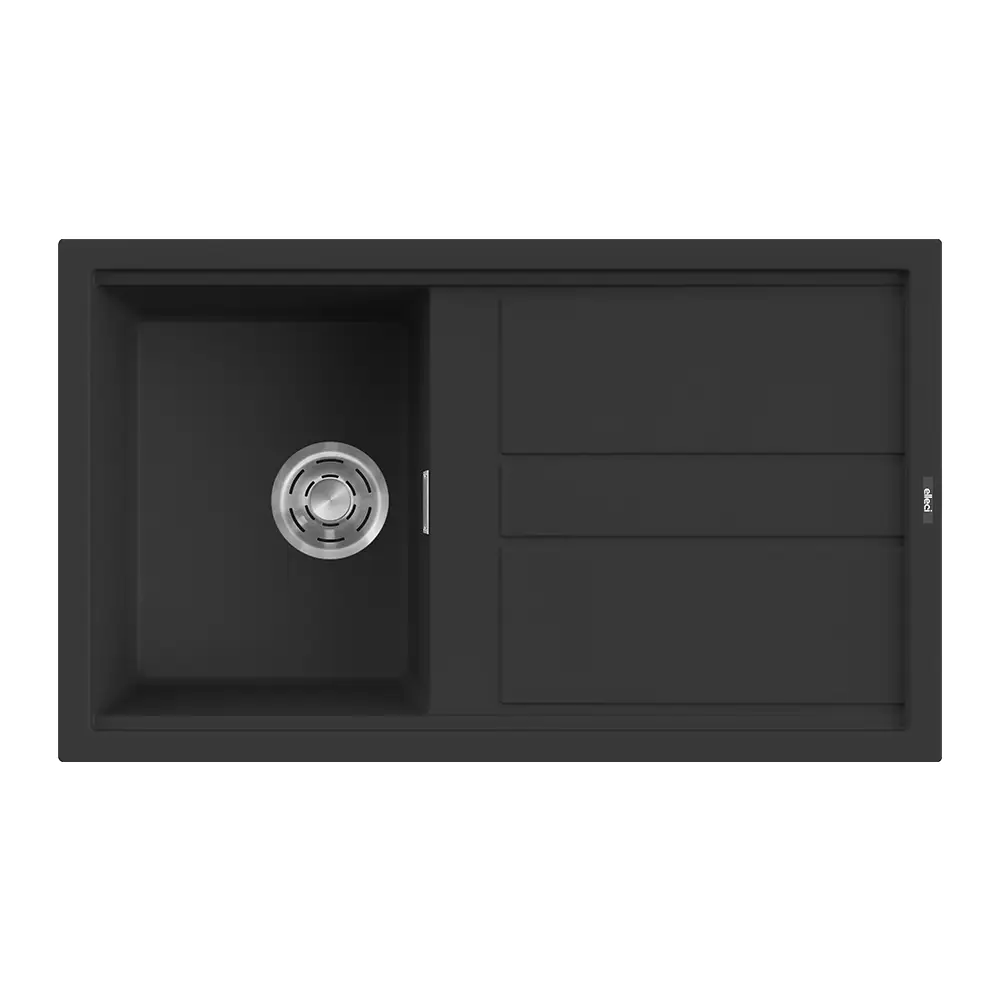 Elleci lavello da cucina 1 vasca con gocciolatoio 86x51cm in granitek nero installazione sopratop | Best 400 Elleci lavello da cucina 1 vasca con gocciolatoio 86x51cm in granitek nero installazione sopratop | Best 400