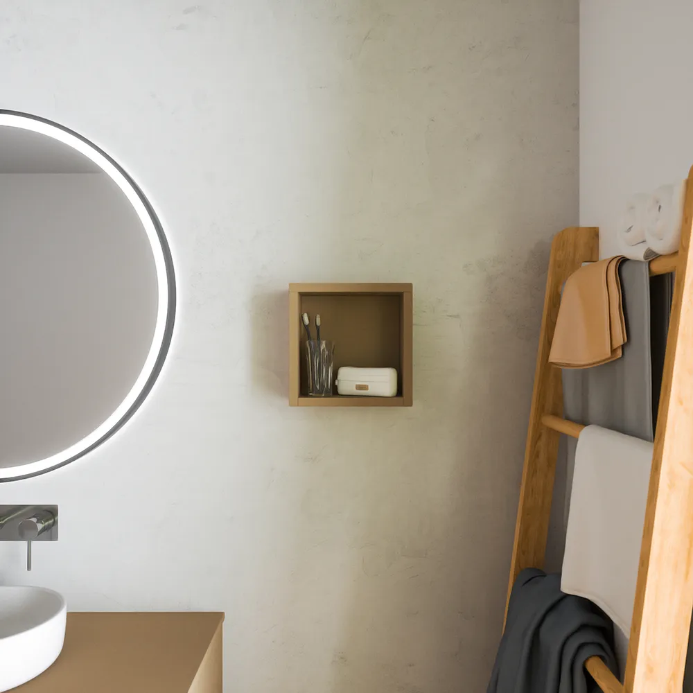 Pensile bagno sospeso a giorno 25x25cm color sabbia opaco | Ardenne Pensile bagno sospeso a giorno 25x25cm color sabbia opaco | Ardenne