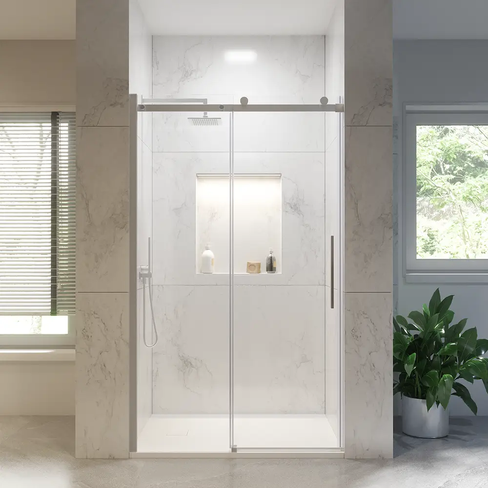 Porta doccia 140cm apertura scorrevole profili cromo vetro 8mm h195 | Creta Porta doccia 140cm apertura scorrevole profili cromo vetro 8mm h195 | Creta