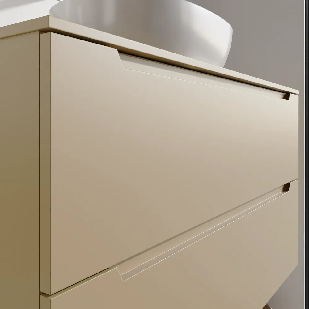 Mobile bagno sospeso 90cm sabbia opaco due cassetti soft-close con top | Bako Mobile bagno sospeso 90cm sabbia opaco due cassetti soft-close con top | Bako